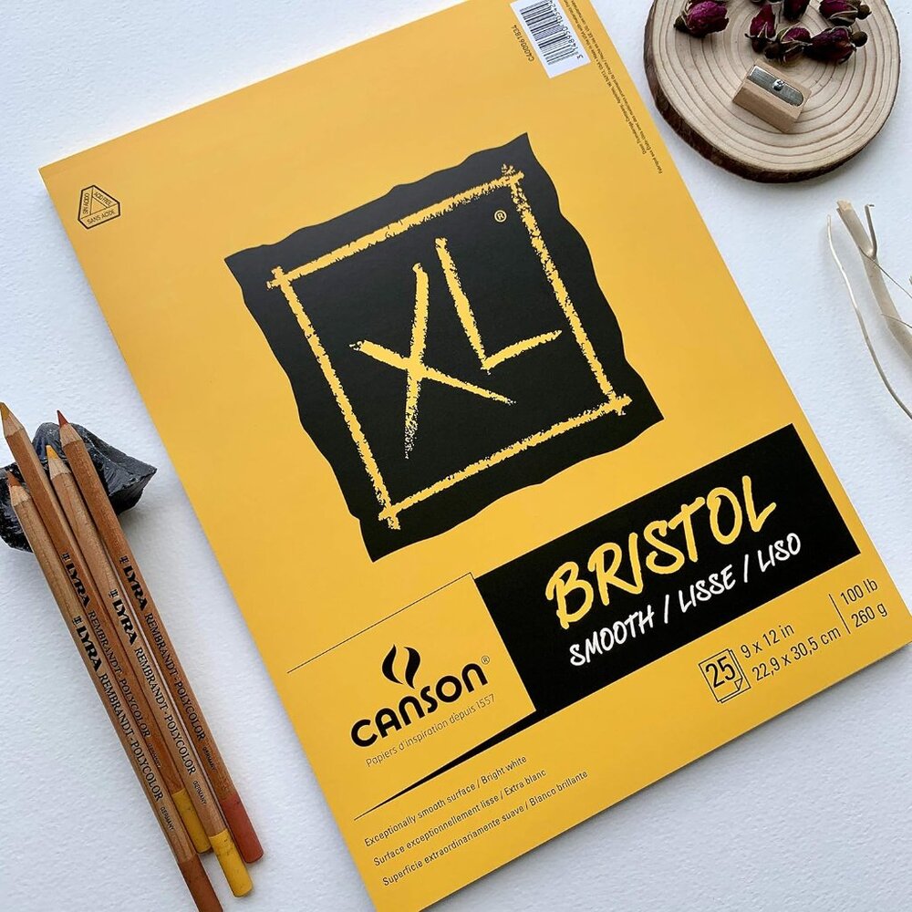 Canson XL Series Bristol Paper, Smooth, Foldover Pad, 9x12 inches, 25 Sheets